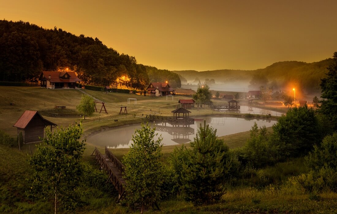 Property Trpuci in dusk, Gornji Trpuci, Turopolje region
